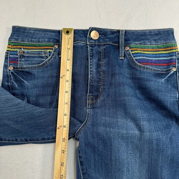Seven 7 Hollywood Skinny Jeans Womens Size 8 Medium Blue Rainbow High Rise - Picture 11 of 14